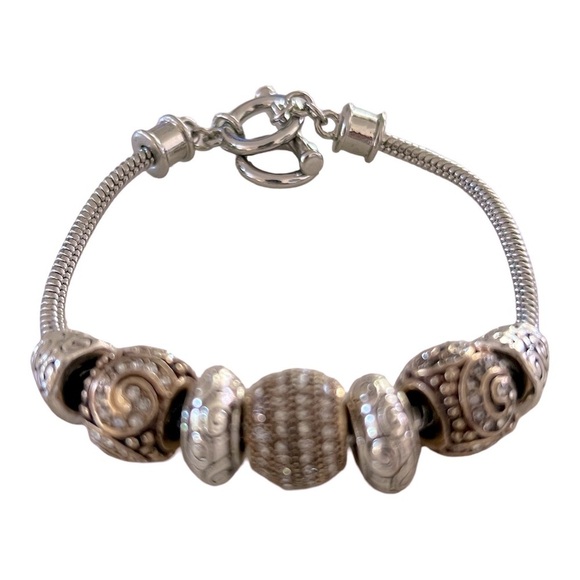 Elegant Intricate Beaded Silver Bracelet - Picture 4 of 5